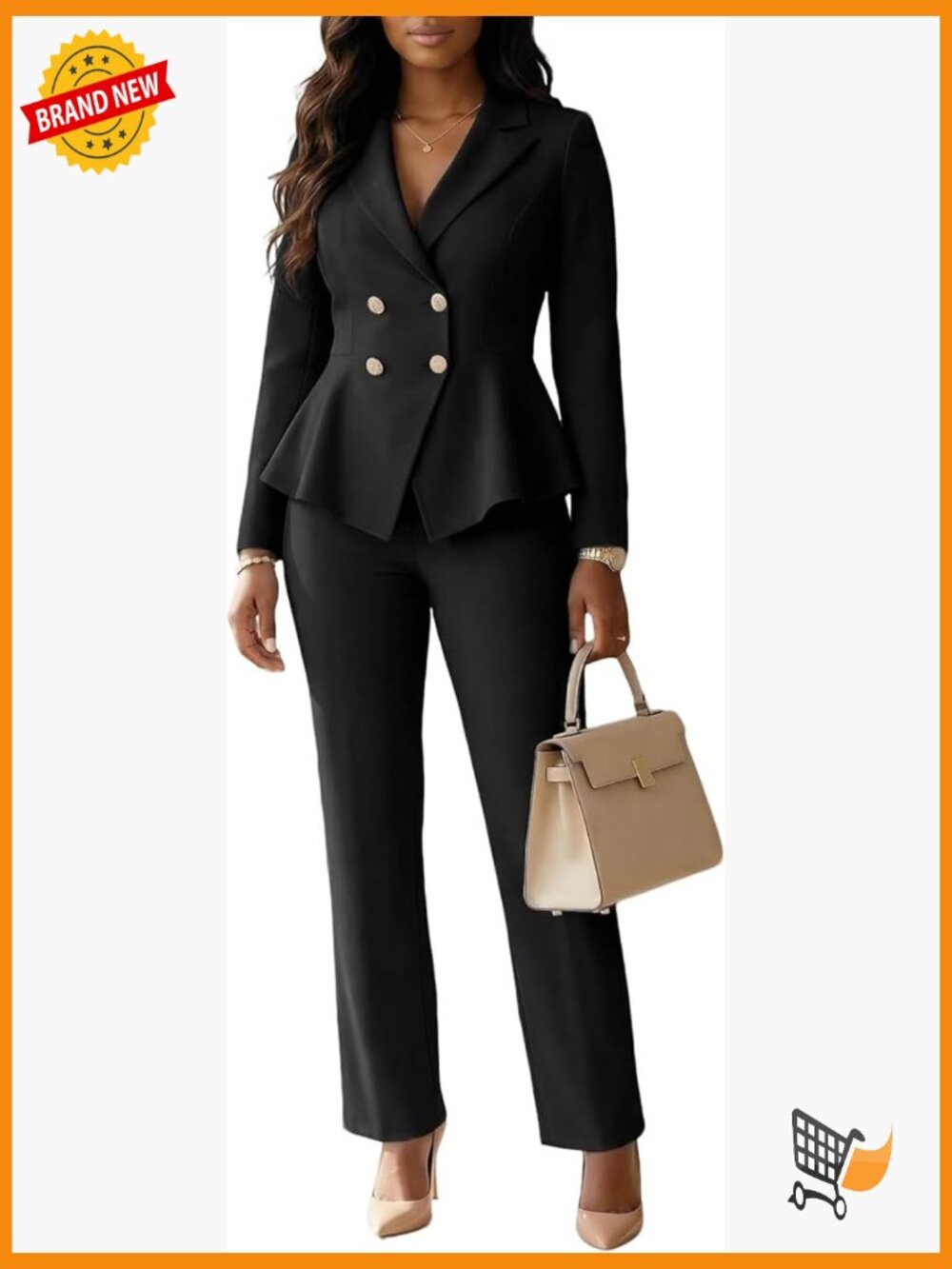 Double Breasted Pant Suit Set Professional Office Wear Blazer 2 Piece